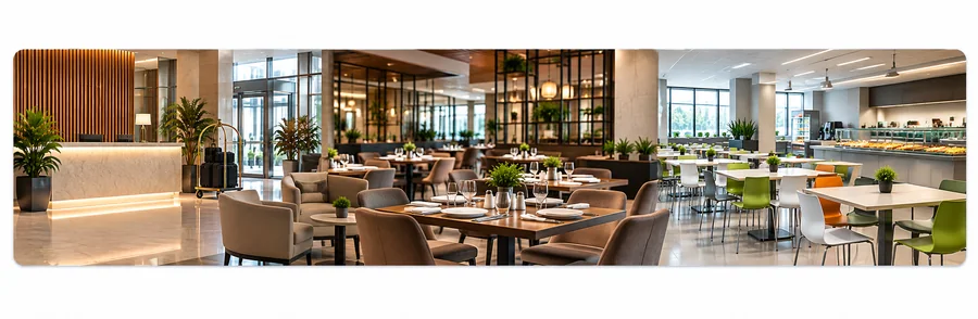 Hotel, restaurant and cafeteria hospitality environment